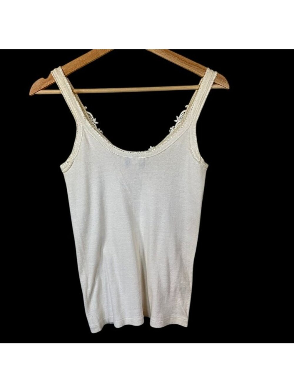 Vintage Y2K Ivory Lace Cami Tank Sz S Rosette Applique Romantic Coquette - Picture 2 of 9